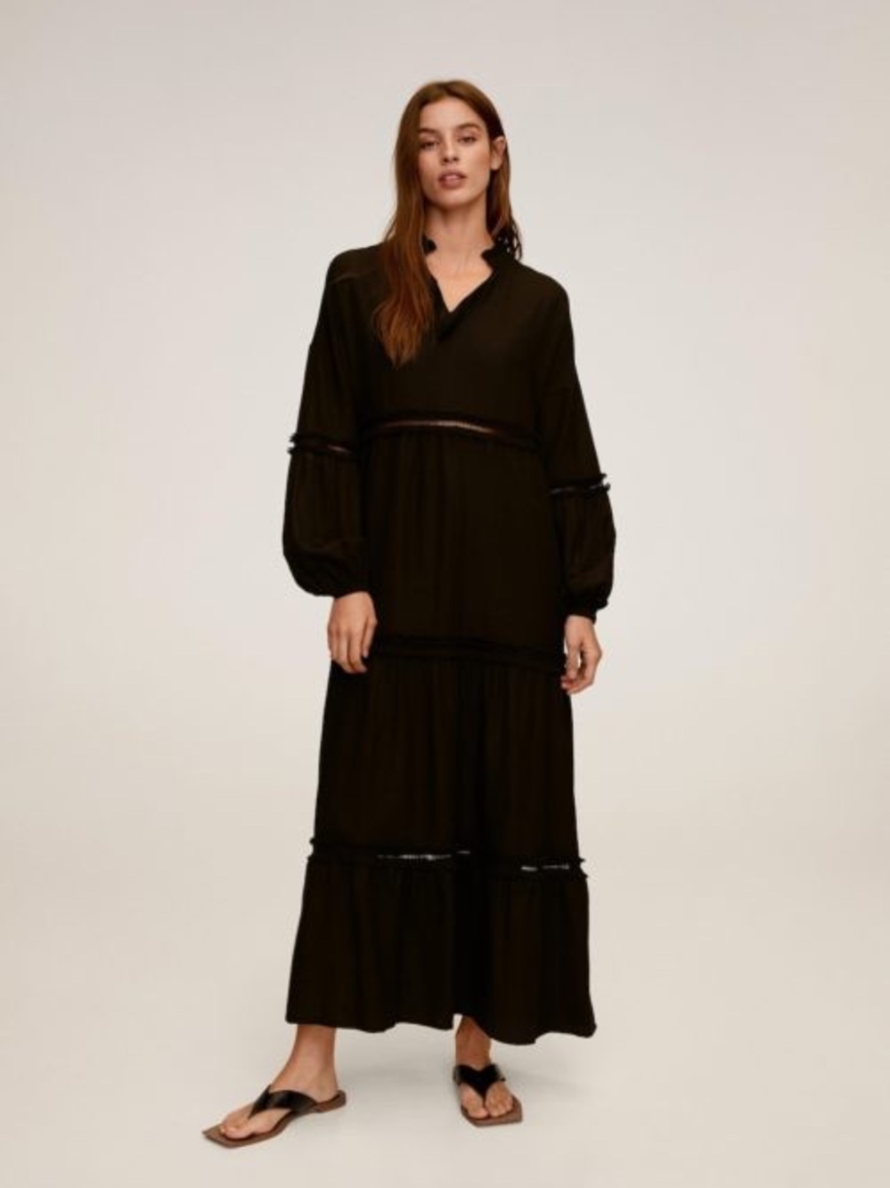 Mango Black Long Sleeve Maxi Dress Size 4